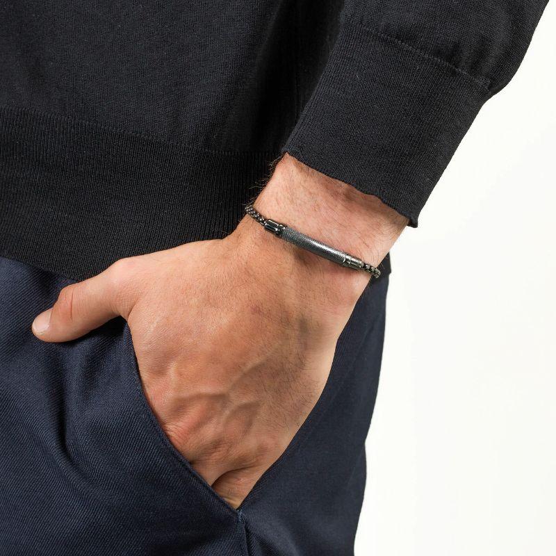 Bracelet Tubo Catena en argent sterling plaqué rhodium noir, taille L en vente 1