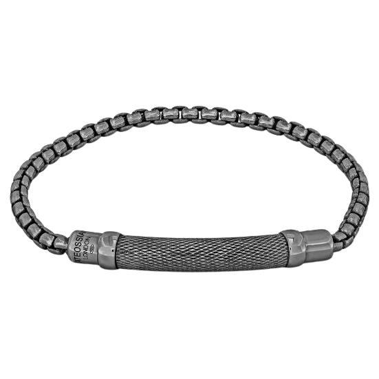 Bracelet Tubo Catena en argent sterling plaqué rhodium noir, taille L