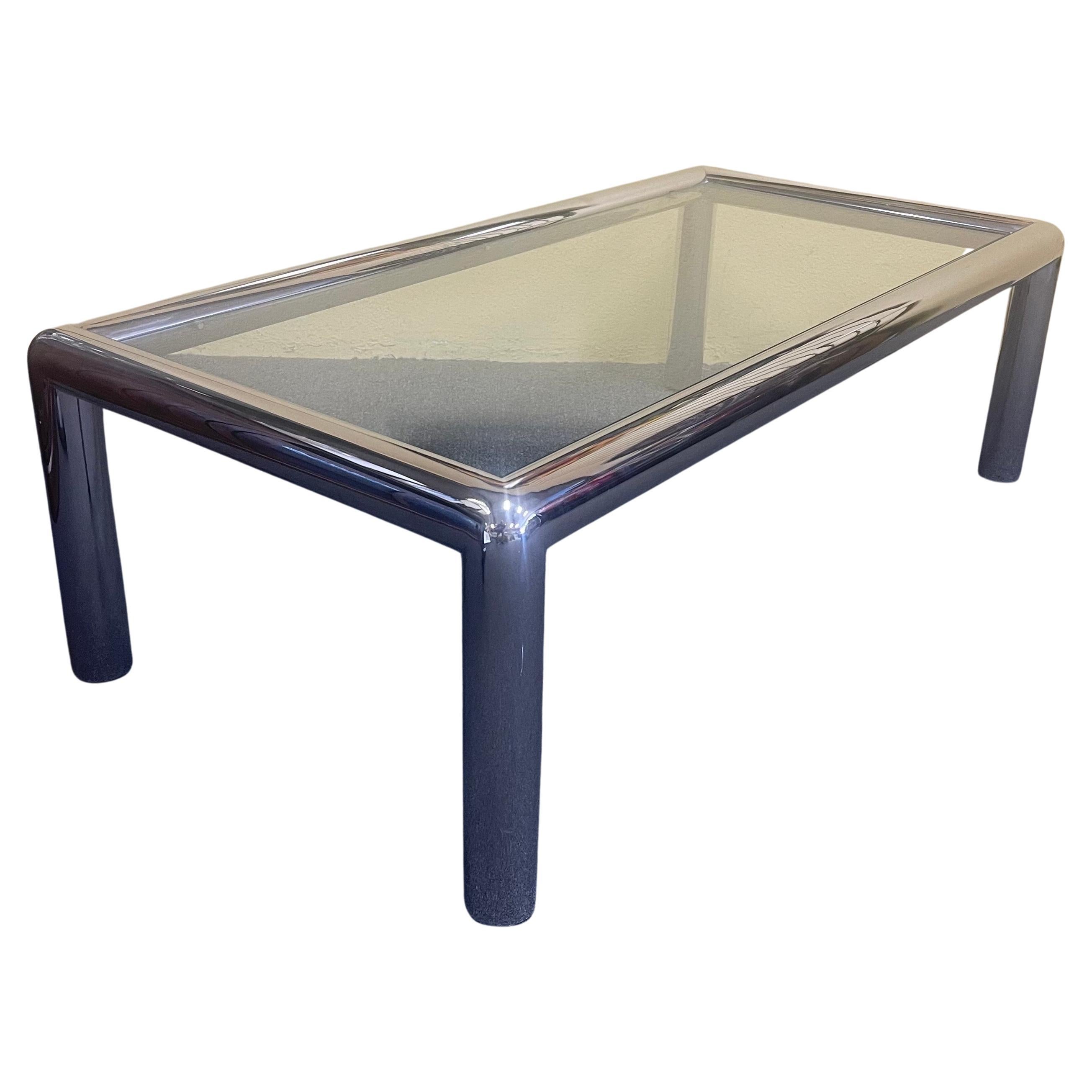 "Tubo Collection" Chrome and Glass Coffee Table by John Mascheroni for Vecta