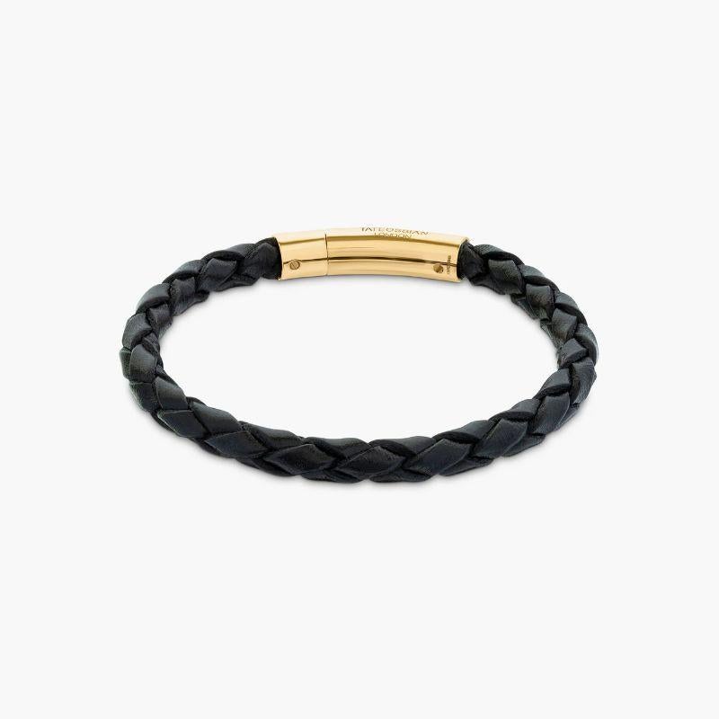Tubo Scoubidou-Armband aus schwarzem Leder mit 18 Karat Gelbgold, Größe L im Zustand „Neu“ in Fulham business exchange, London