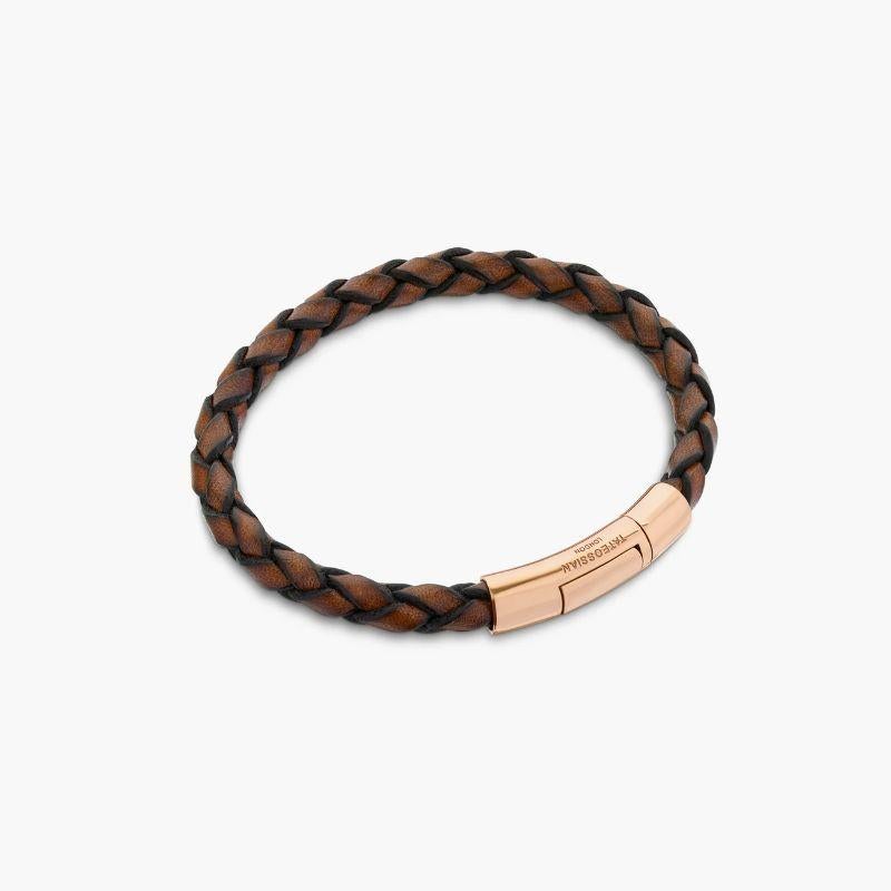 Tubo Scoubidou Bracelet in Tan Leather with 18K Rose Gold, Size M

Genuine tan-coloured Italian leather is intricately hand-wrapped into our classic braid design, securely fastened with an 18k rose gold click clasp. To open, simply push and hold the