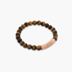 Tubo Semi-Precious Bracelet in Tiger Eye and 18K Rose Gold, Size S