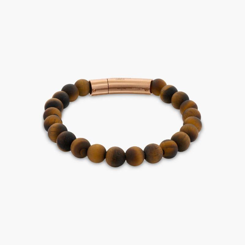 Tubo Semi-Precious Bracelet in Tiger Eye and 18K Rose Gold, Size S In New Condition For Sale In Fulham business exchange, London