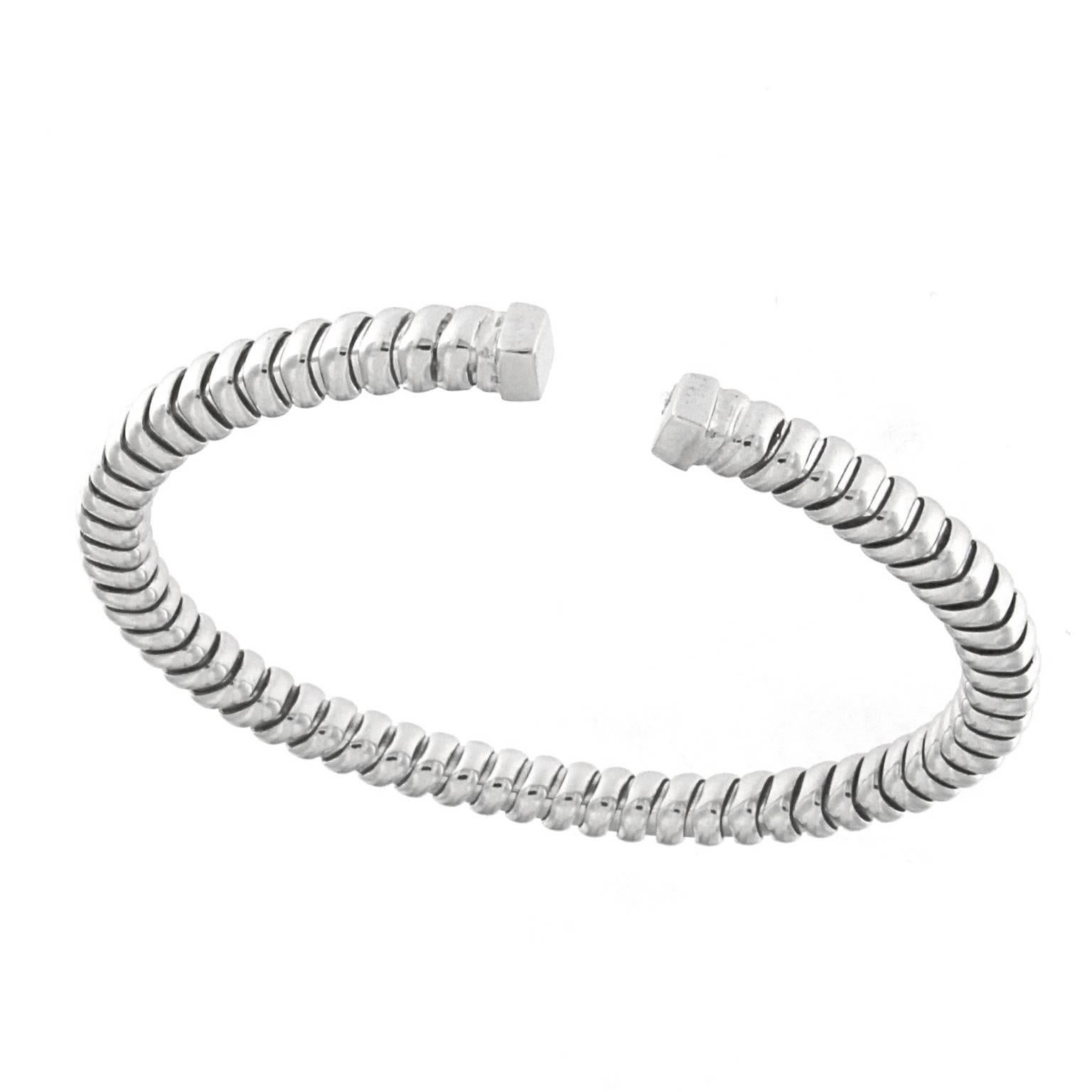 18K White Gold Tubogas Bracelet In New Condition For Sale In Milano, Lombardia
