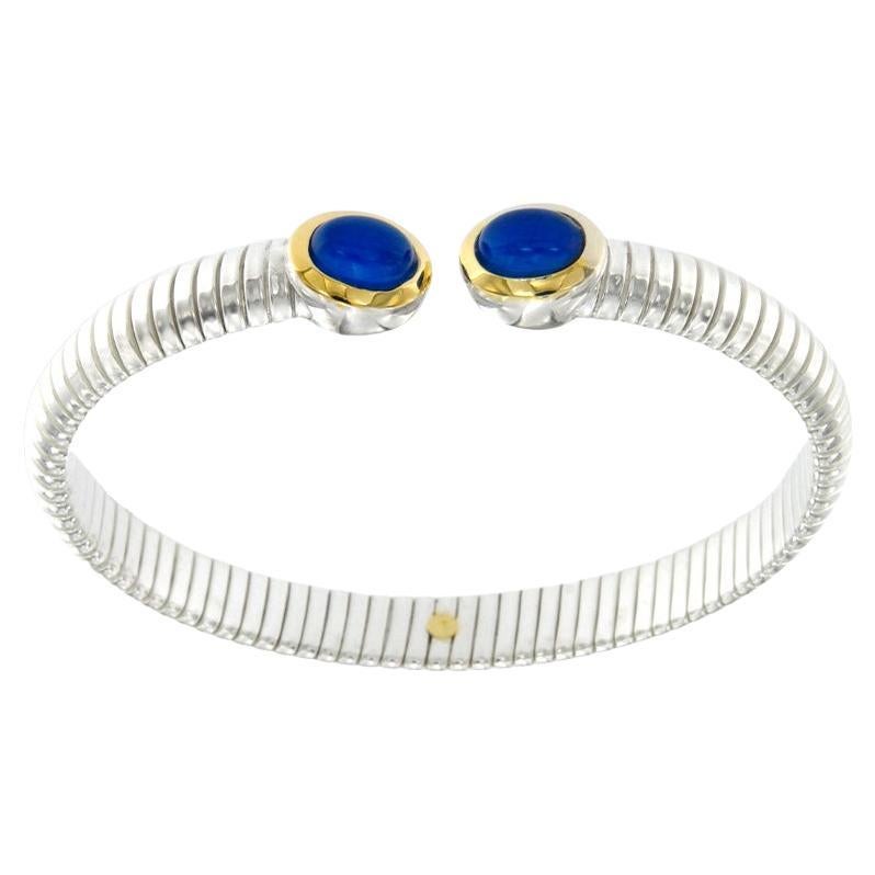 Bracelet tubogas en argent, or et lapis-lazuli