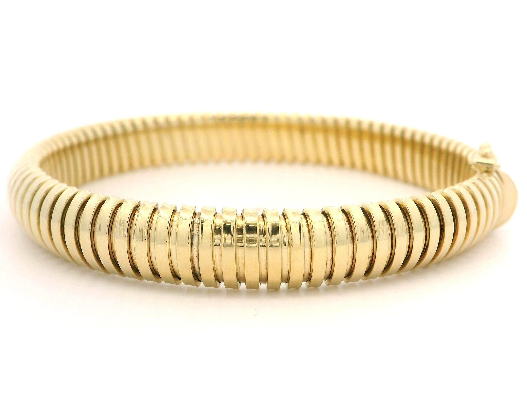 De las mujeres Tubogas Pulsera Italiana Acordeón Serpiente Flexible Oro Amarillo 14k