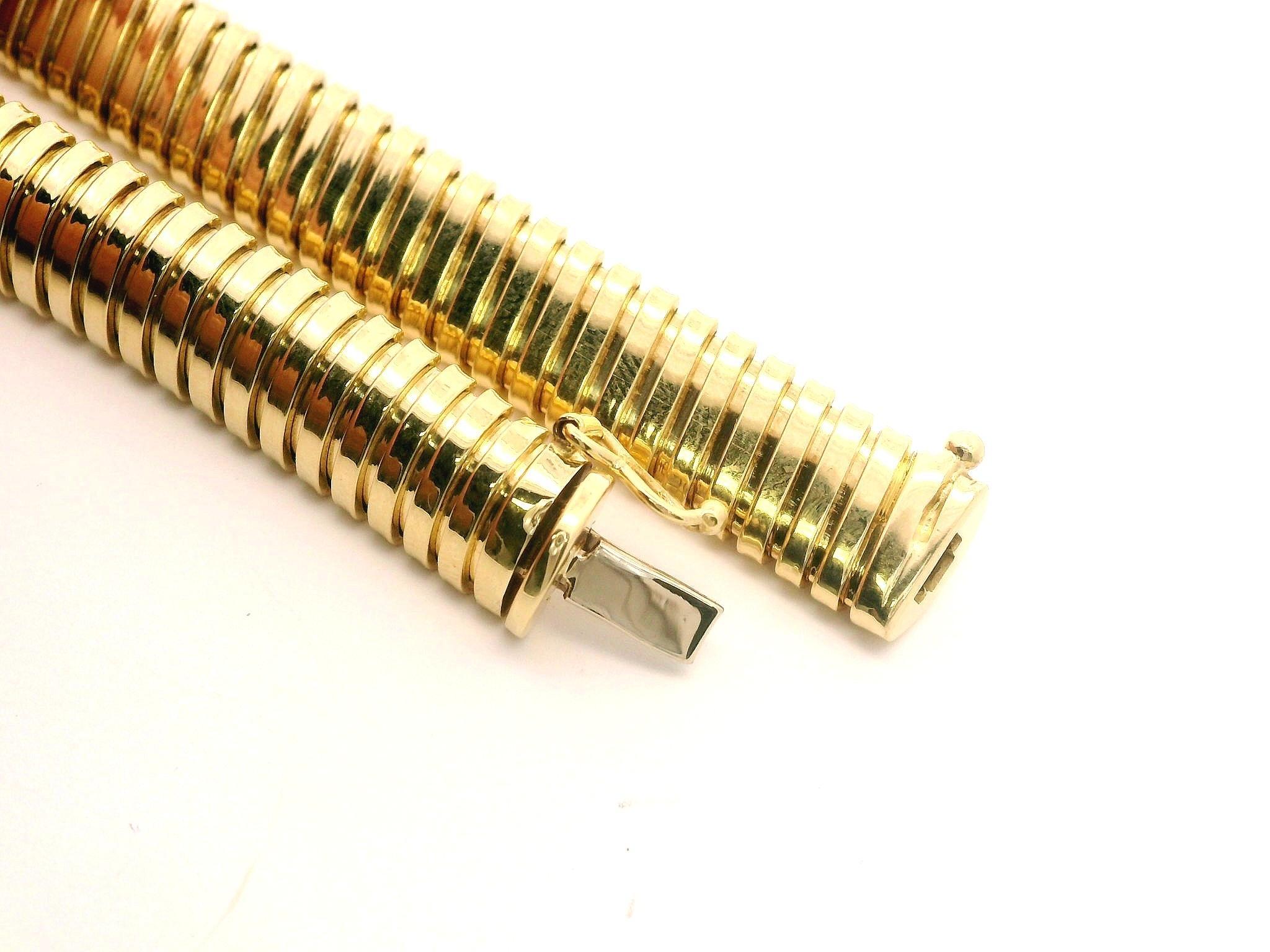 Tubogas Pulsera Italiana Acordeón Serpiente Flexible Oro Amarillo 14k 1