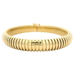Tubogas Italian 14k Yellow Gold Accordion Flexible Snake Bracelet