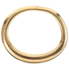 Vintage Tubogas Yellow Gold Accordion Necklace