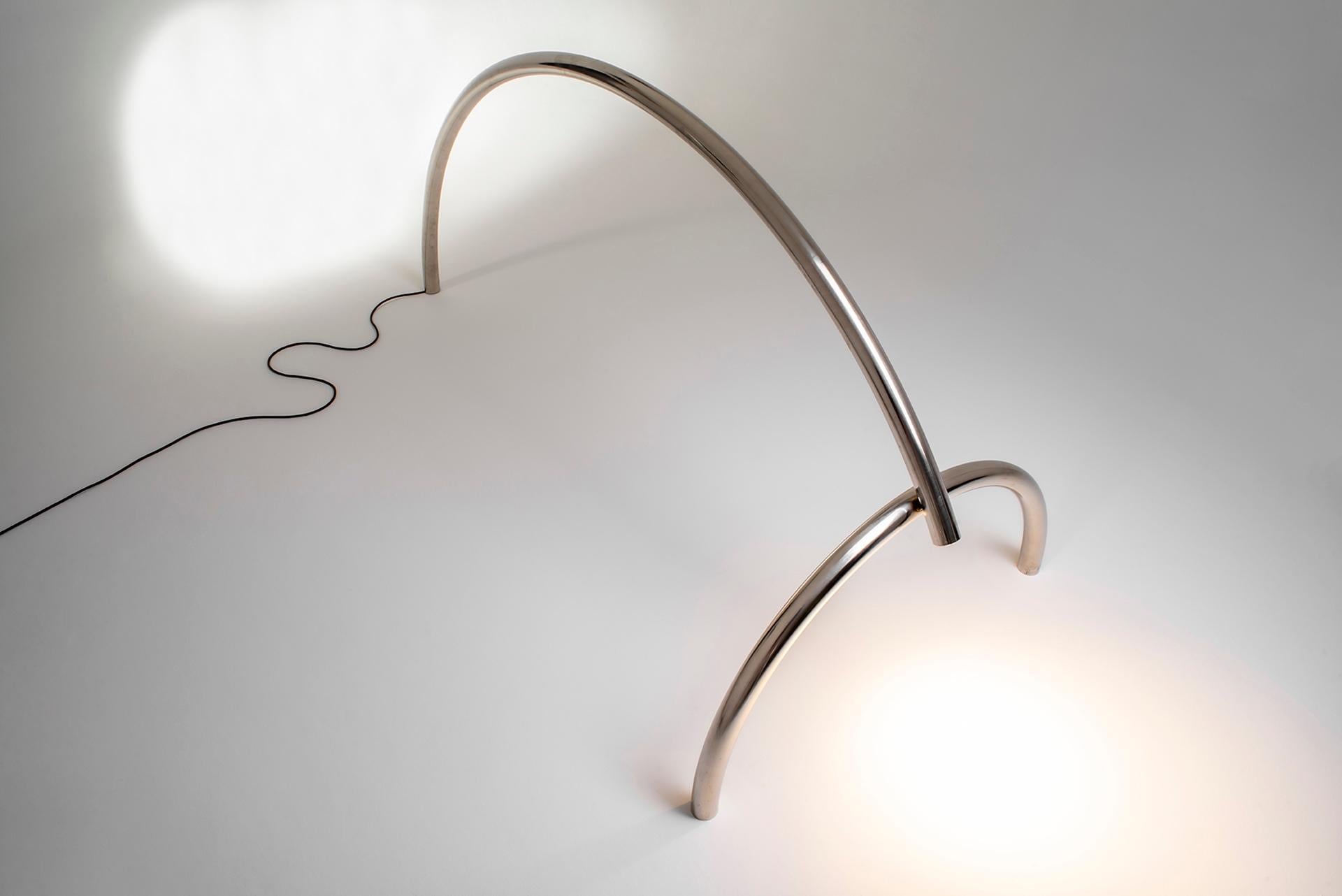 Tubs i Llums 02 by Max Enrich, Handcrafted Stainless Steel Floor Lamp In New Condition For Sale In Barcelona, ES