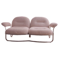 Tubular and Chrome Sofa & Bouclé Ecru, Italy, 1960s