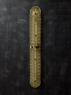 Tubular Brass and Murano Glass Wall Sconces