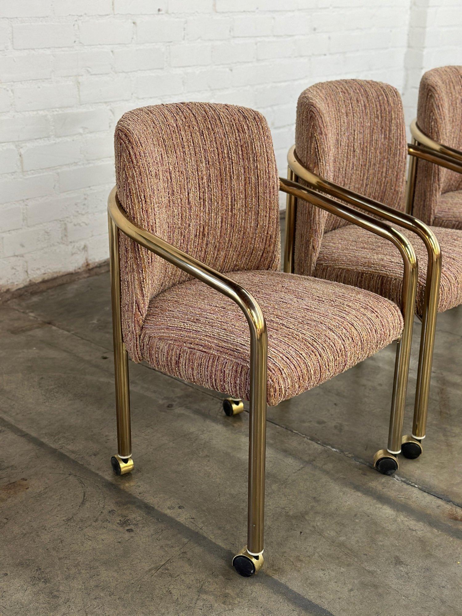 Modern Tubular Brass Chairs by ChromeCraft- Set of Four For Sale