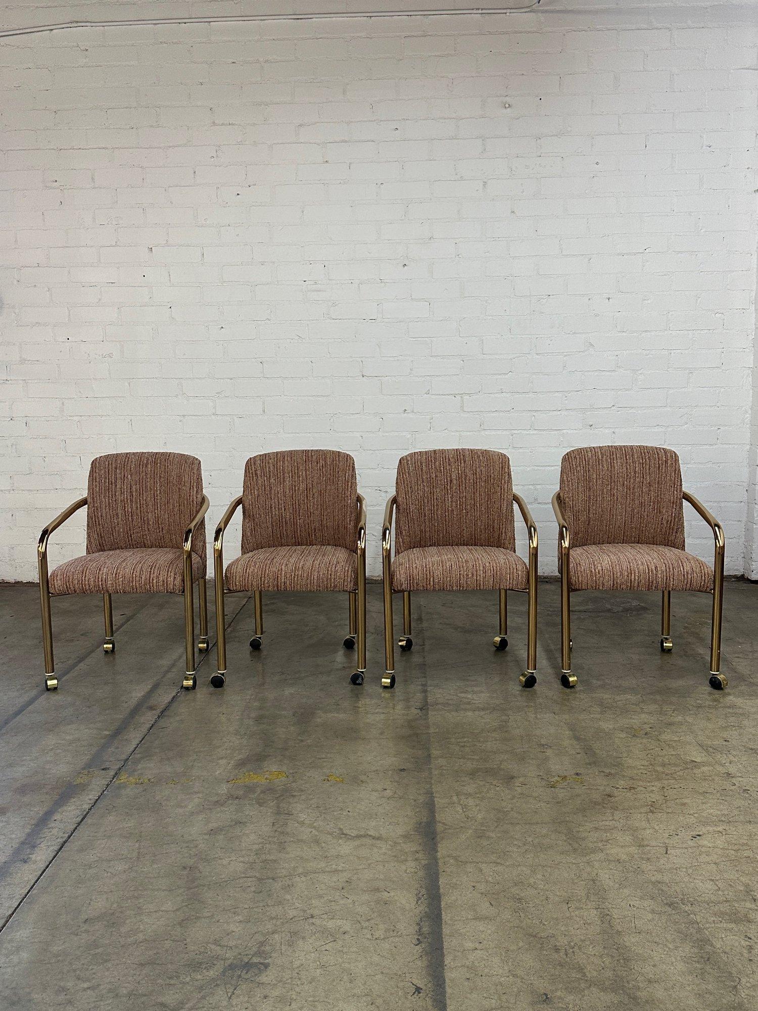Tubular Brass Chairs by ChromeCraft- Set of Four In Good Condition For Sale In Los Angeles, CA