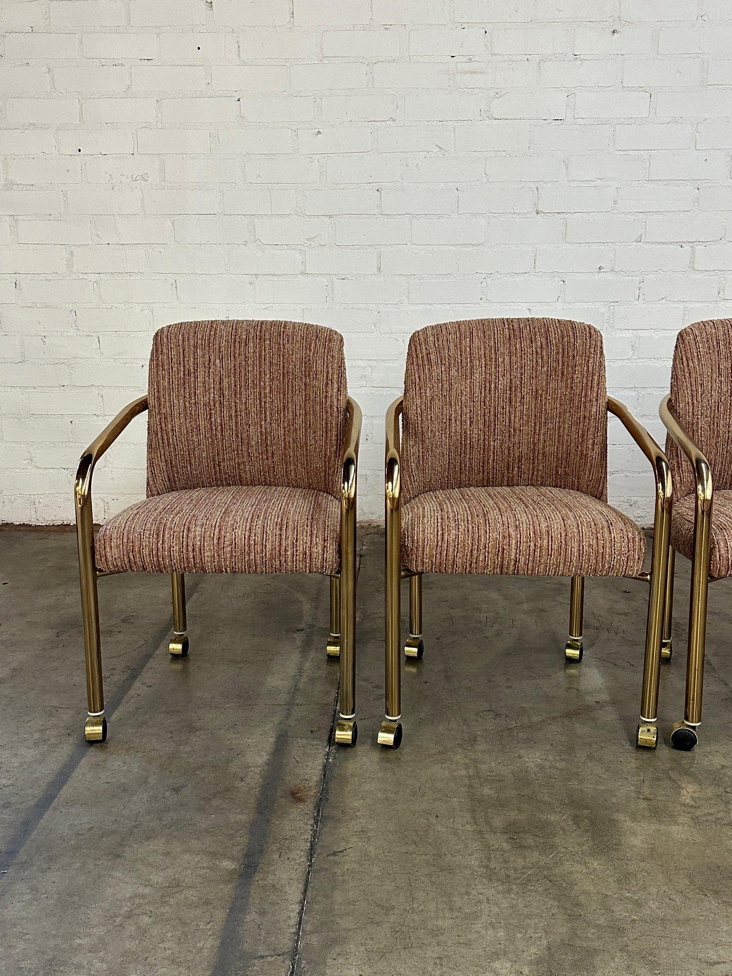 Metal Tubular Brass Chairs by ChromeCraft- Set of Four For Sale