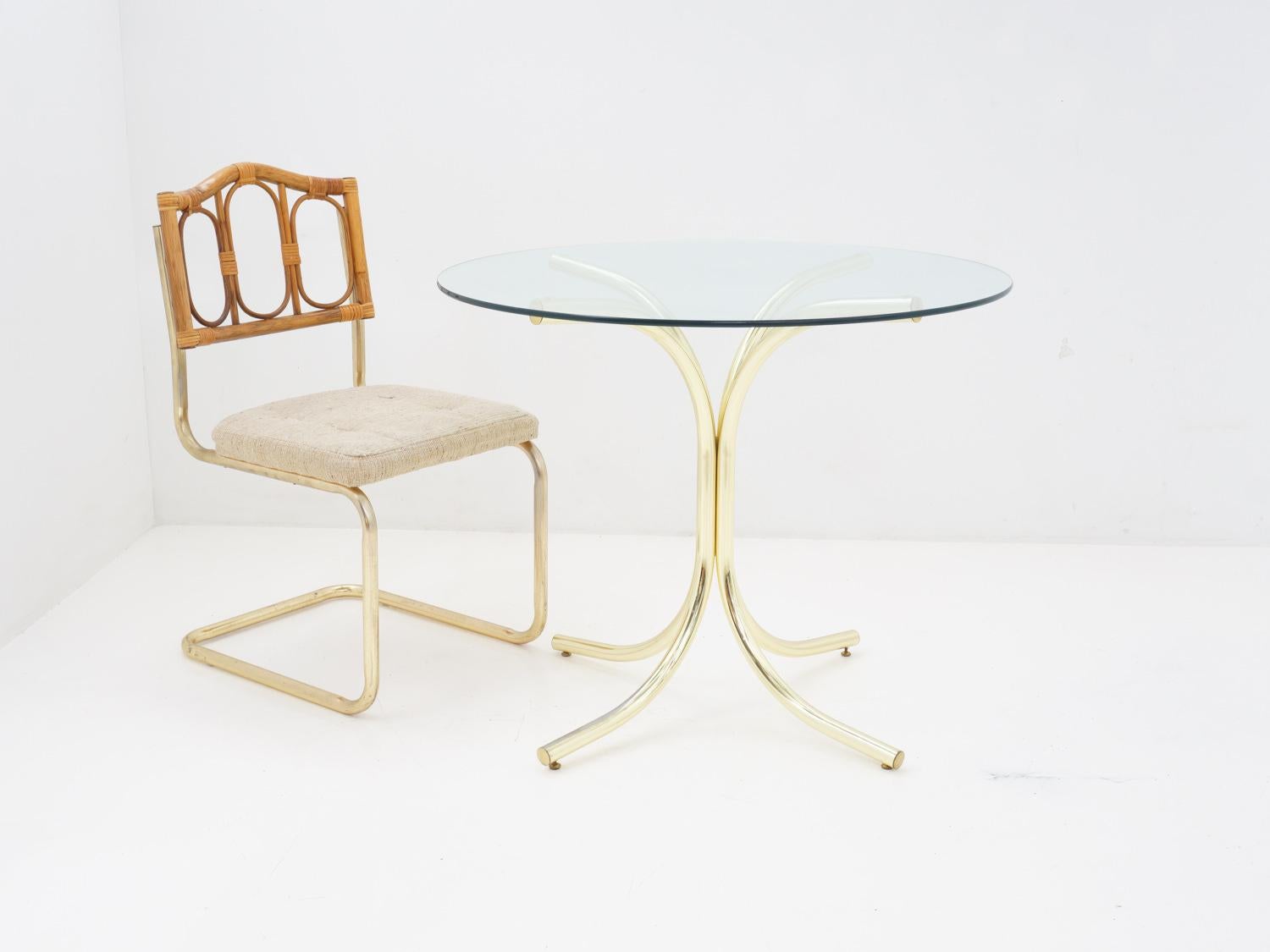 Plated Tubular Brass Dining Table, 1970s