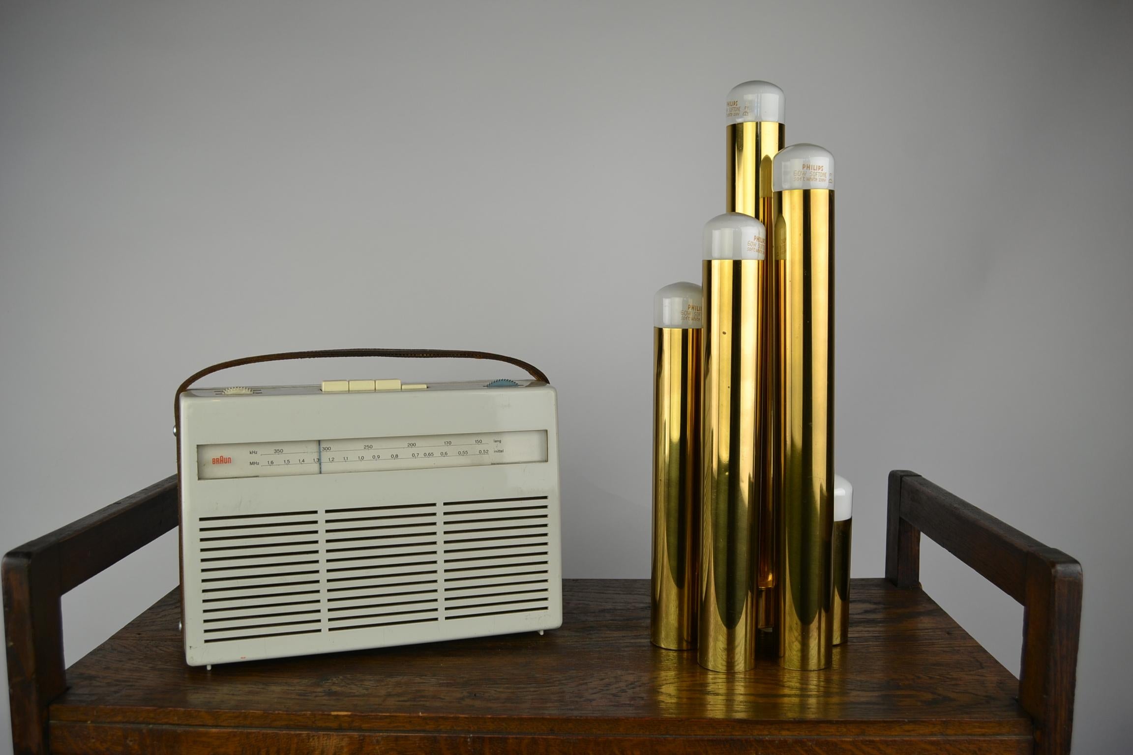Hollywood Regency Tubular Brass Table Lamp by Gaetano Sciolari for Boulanger, 1970s 