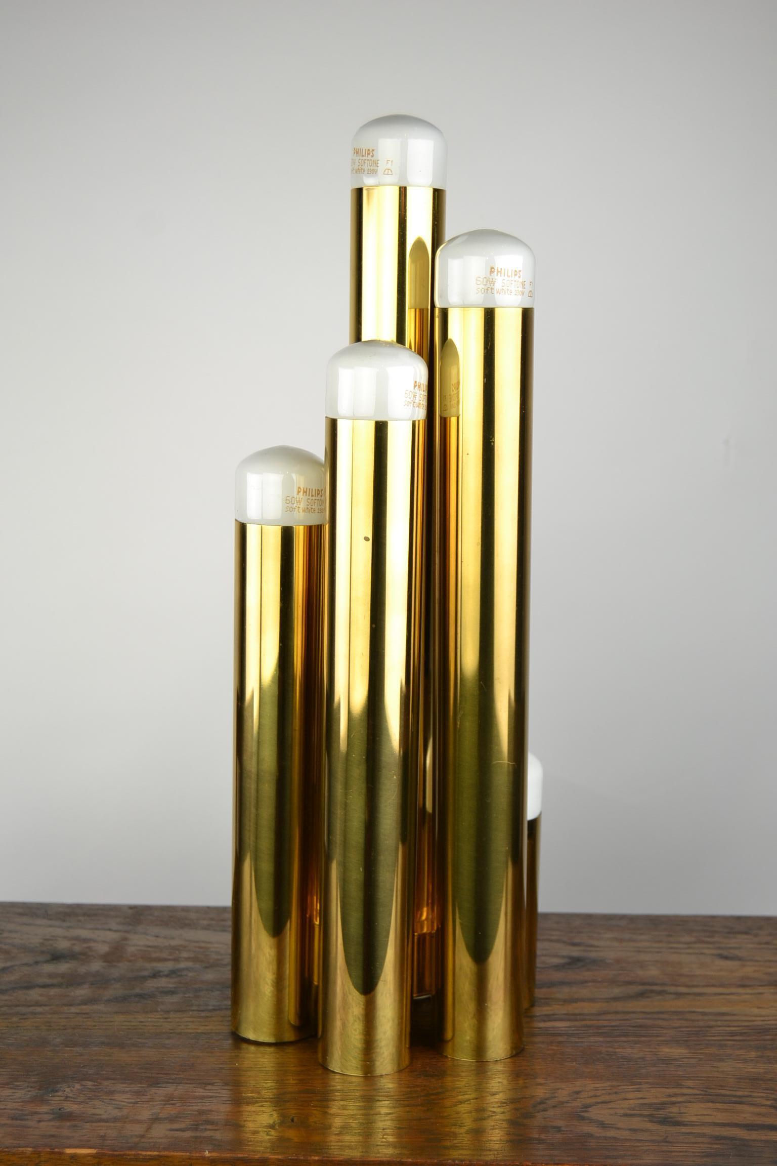 Tubular Brass Table Lamp by Gaetano Sciolari for Boulanger, 1970s  In Good Condition In Antwerp, BE