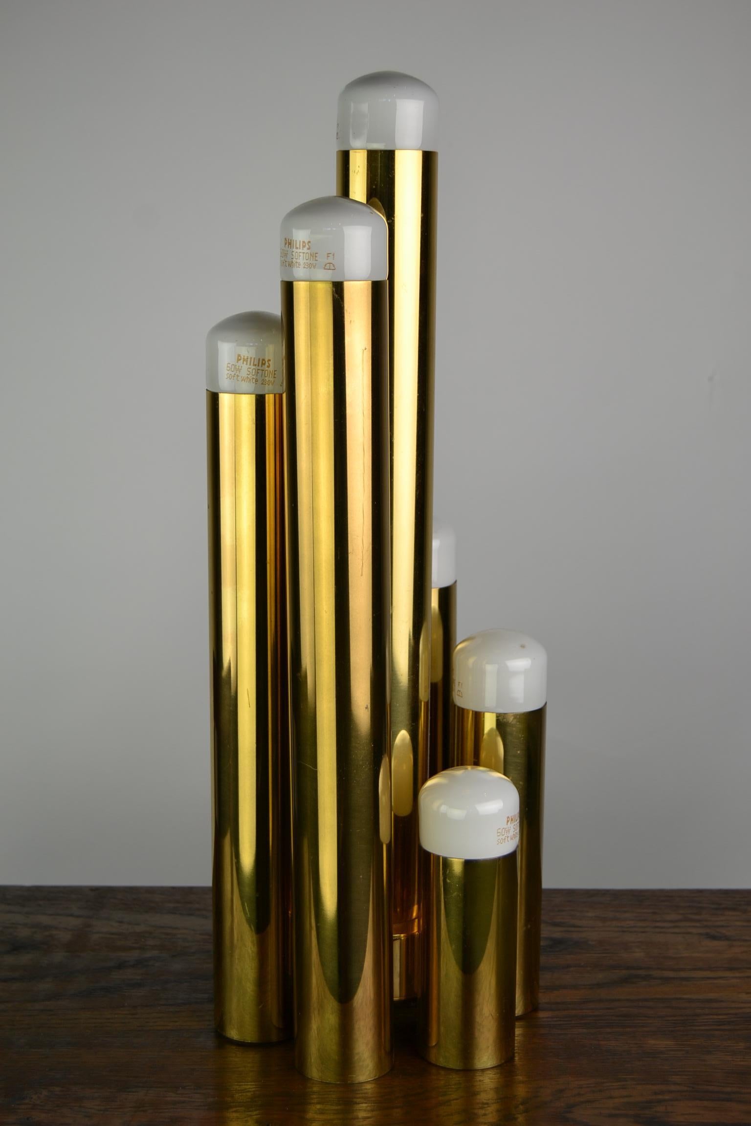 20th Century Tubular Brass Table Lamp by Gaetano Sciolari for Boulanger, 1970s 