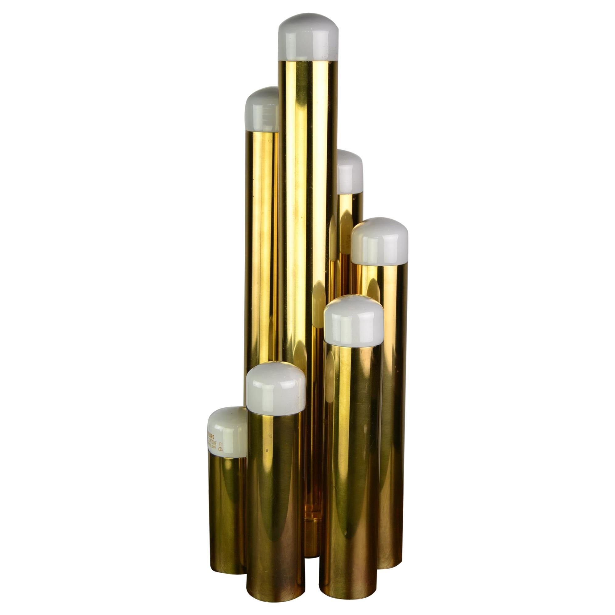 Tubular Brass Table Lamp by Gaetano Sciolari for Boulanger, 1970s 