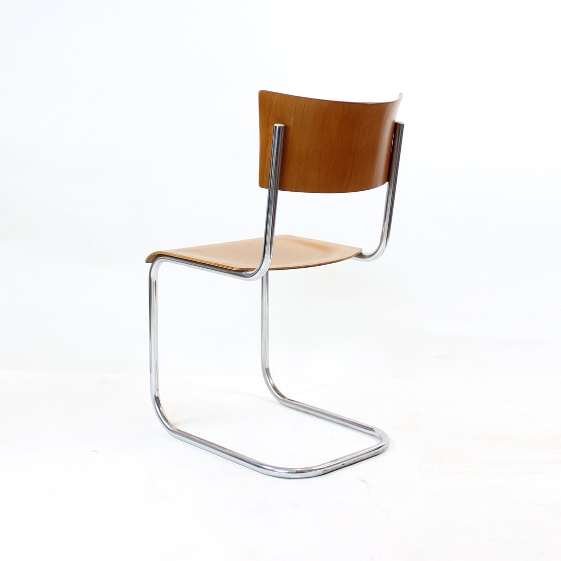 Czech Tubular Chair with Molded Plywood, Mart Stam Design for Thonet, 1950s