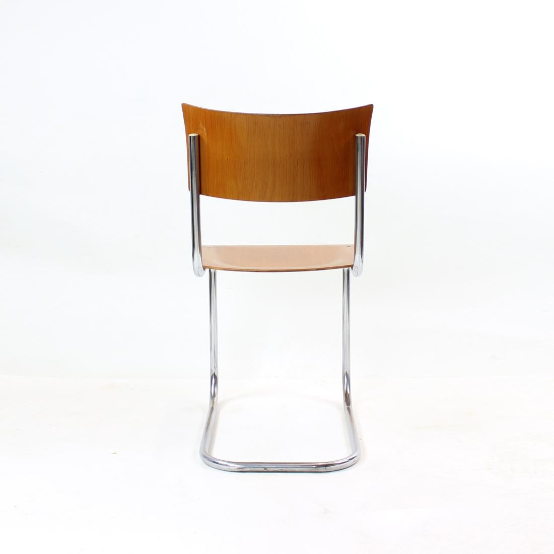 Tubular Chair with Molded Plywood, Mart Stam Design for Thonet, 1950s In Good Condition In Zohor, SK