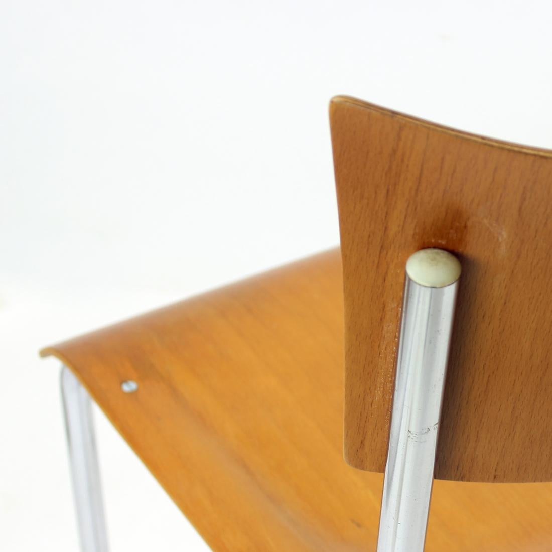 Stainless Steel Tubular Chair with Molded Plywood, Mart Stam Design for Thonet, 1950s