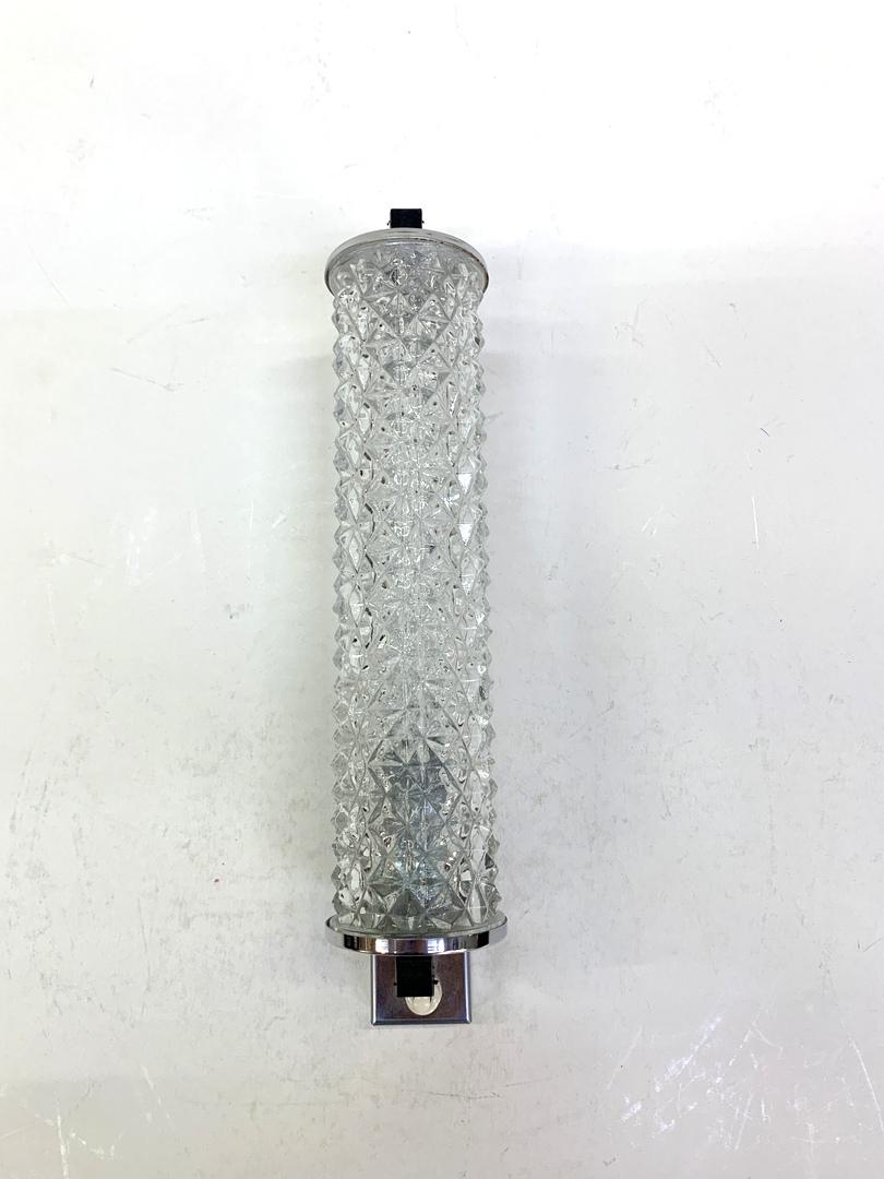 Tubular Chiseled Glass and Chrome-Plated Wall Light, 1970s For Sale 1