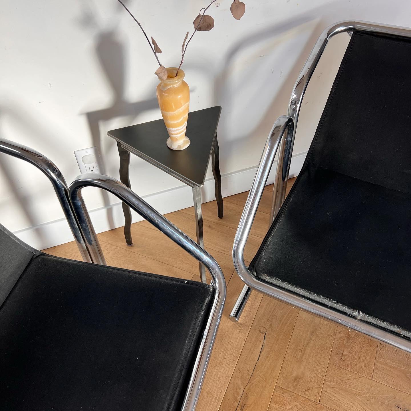 Tubular chrome and canvas chairs by Jerry Johnson, 1970s 2