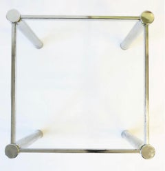 Tubular Chrome and Glass Side Tables, Pair
