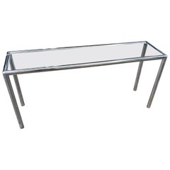 Tubular Chrome and Glass Sofa Table