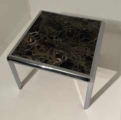 Table basse tubulaire en chrome et marbre des années 1970