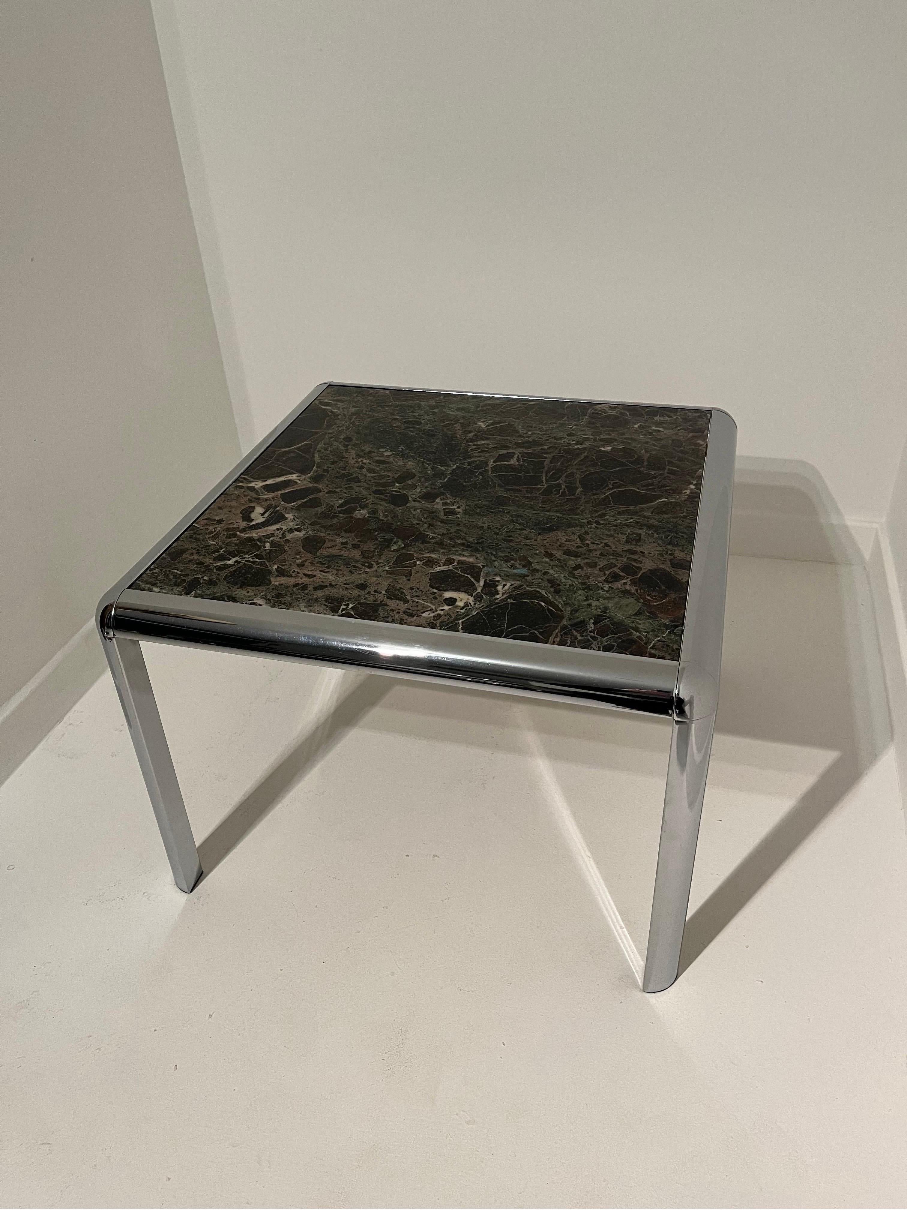 Late 20th Century Tubular Chrome And Marble Coffee Table c1970s  For Sale