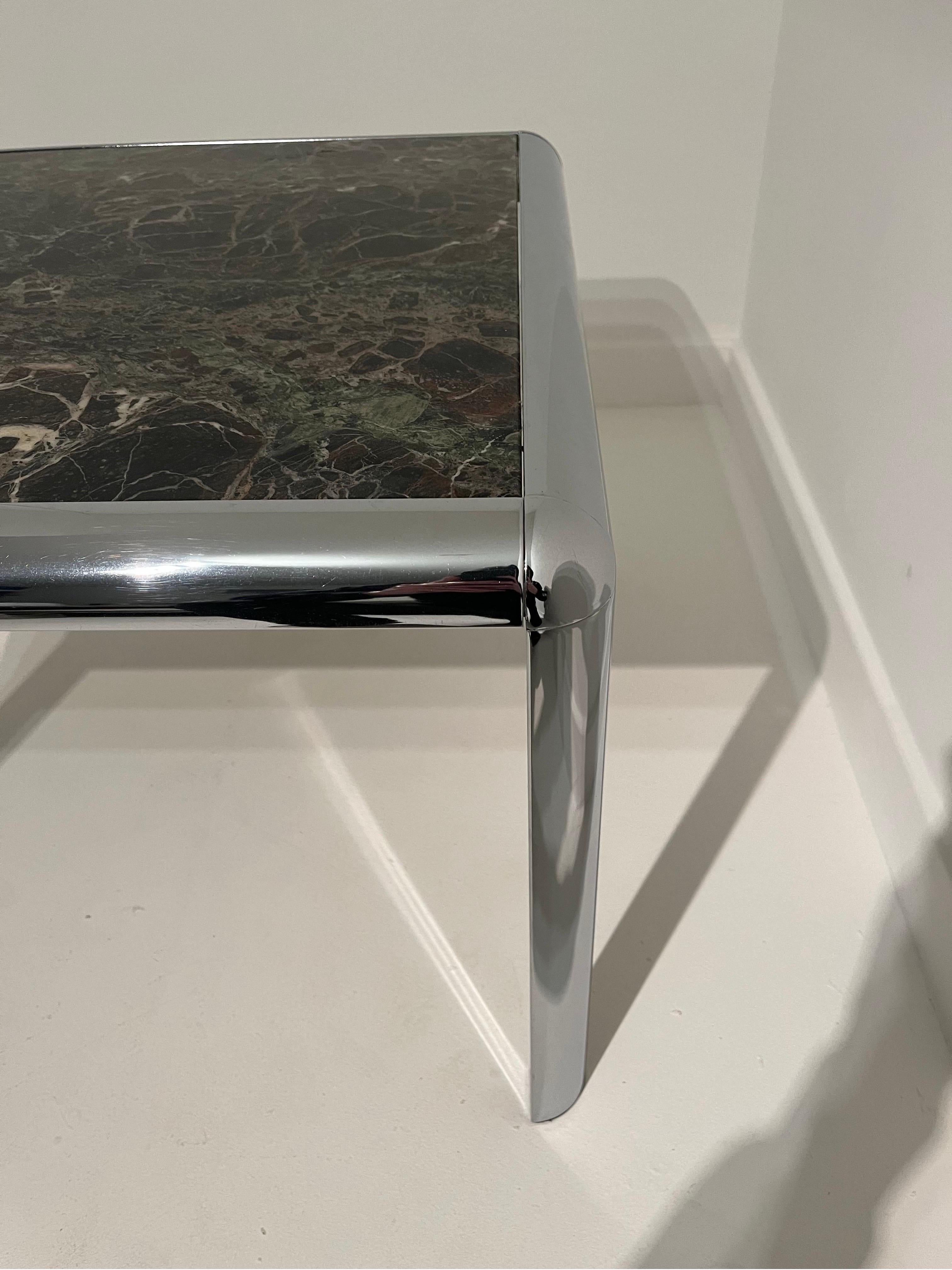 Tubular Chrome And Marble Coffee Table c1970s  For Sale 1