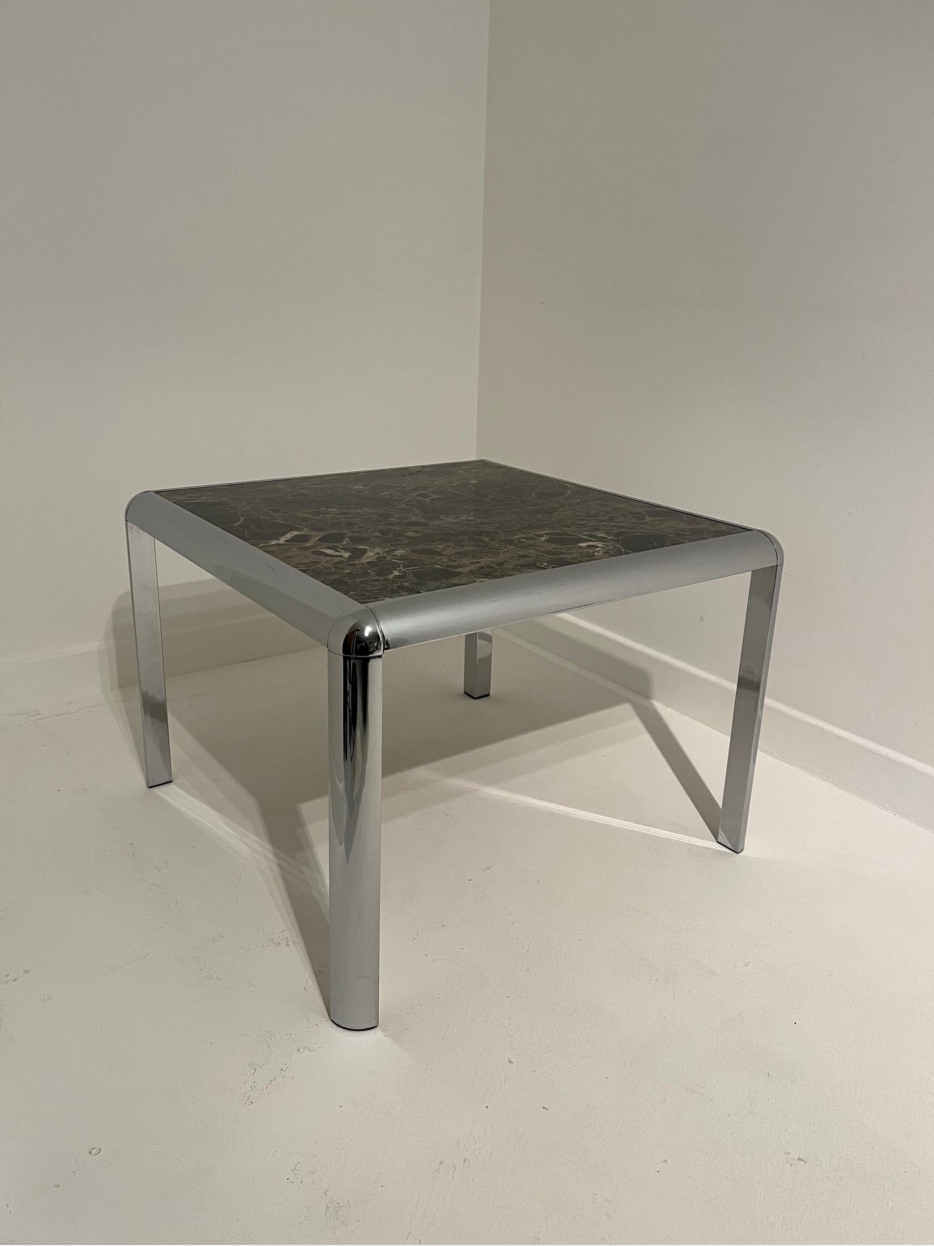 Tubular Chrome And Marble Coffee Table c1970s  For Sale 3