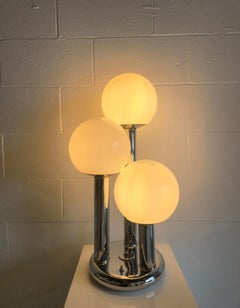 Tubular Chrome and Three Tier Globe Lamp 1970s
