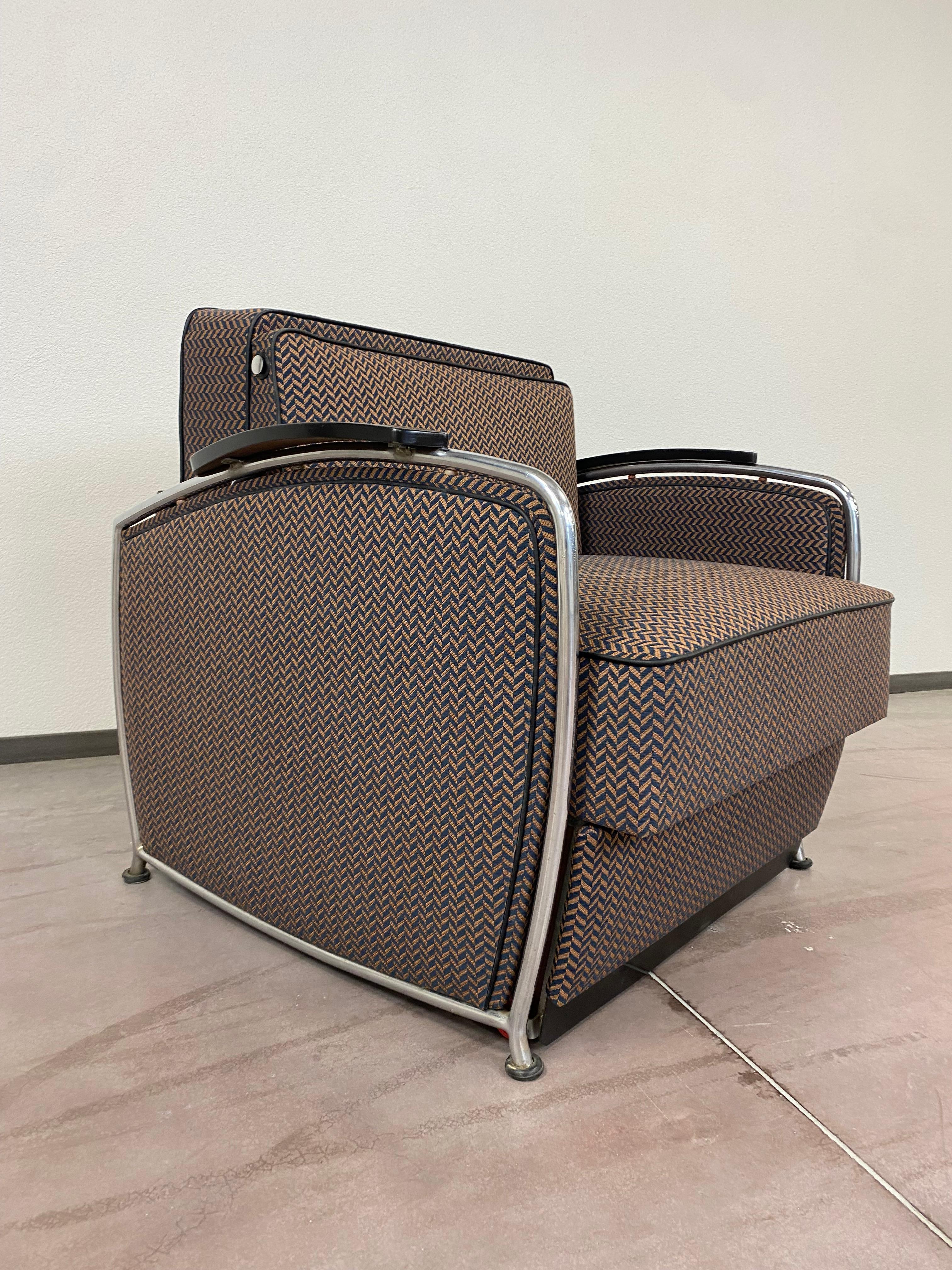 Mid-Century Modern Tubular Chrome Armchair Bed Expo Brussels 58 For Sale