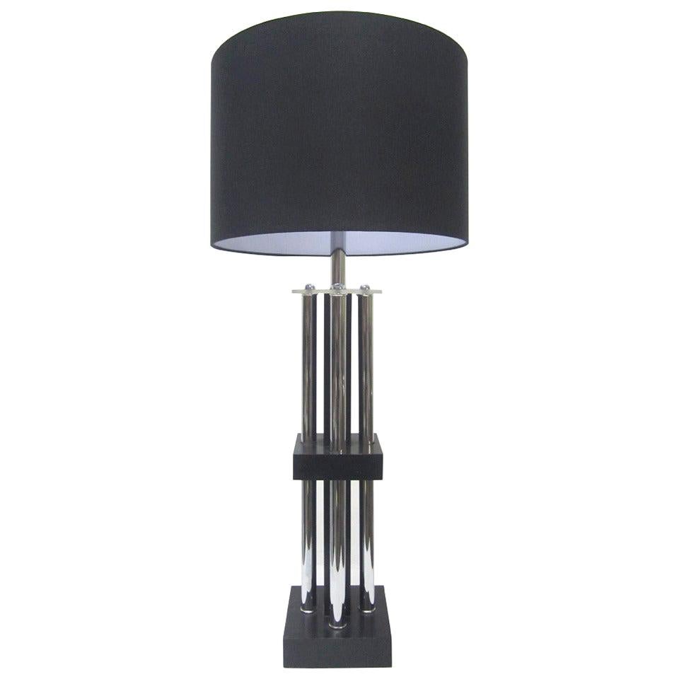 Tubular Chrome Column Lamp For Sale
