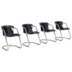Tubular Chrome Dining Chairs by Willy Rizzo for Cidue, Italy, 1970s