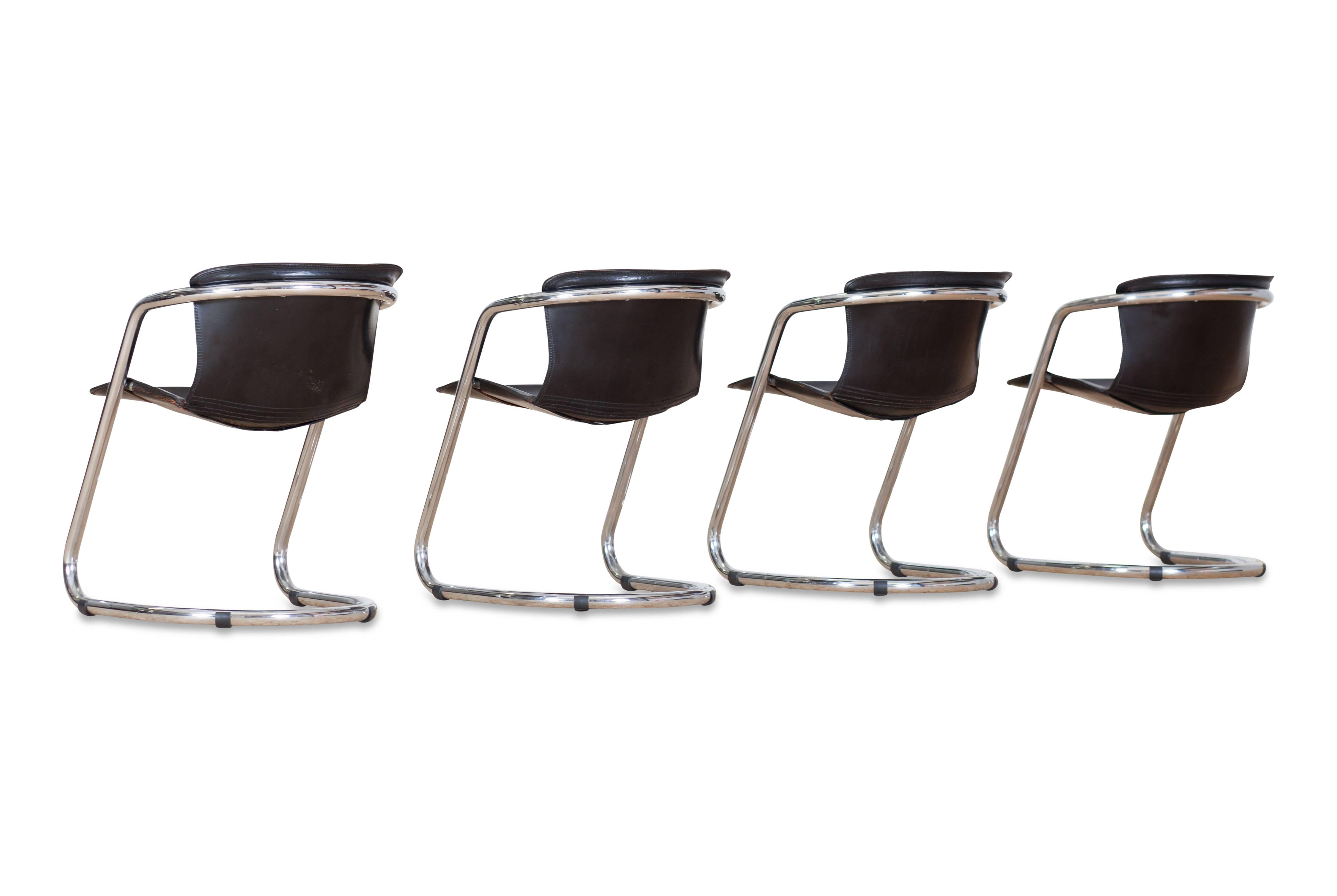 Italian Tubular Chrome Dining Chairs by Willy Rizzo for Cidue, Italy, 1970s