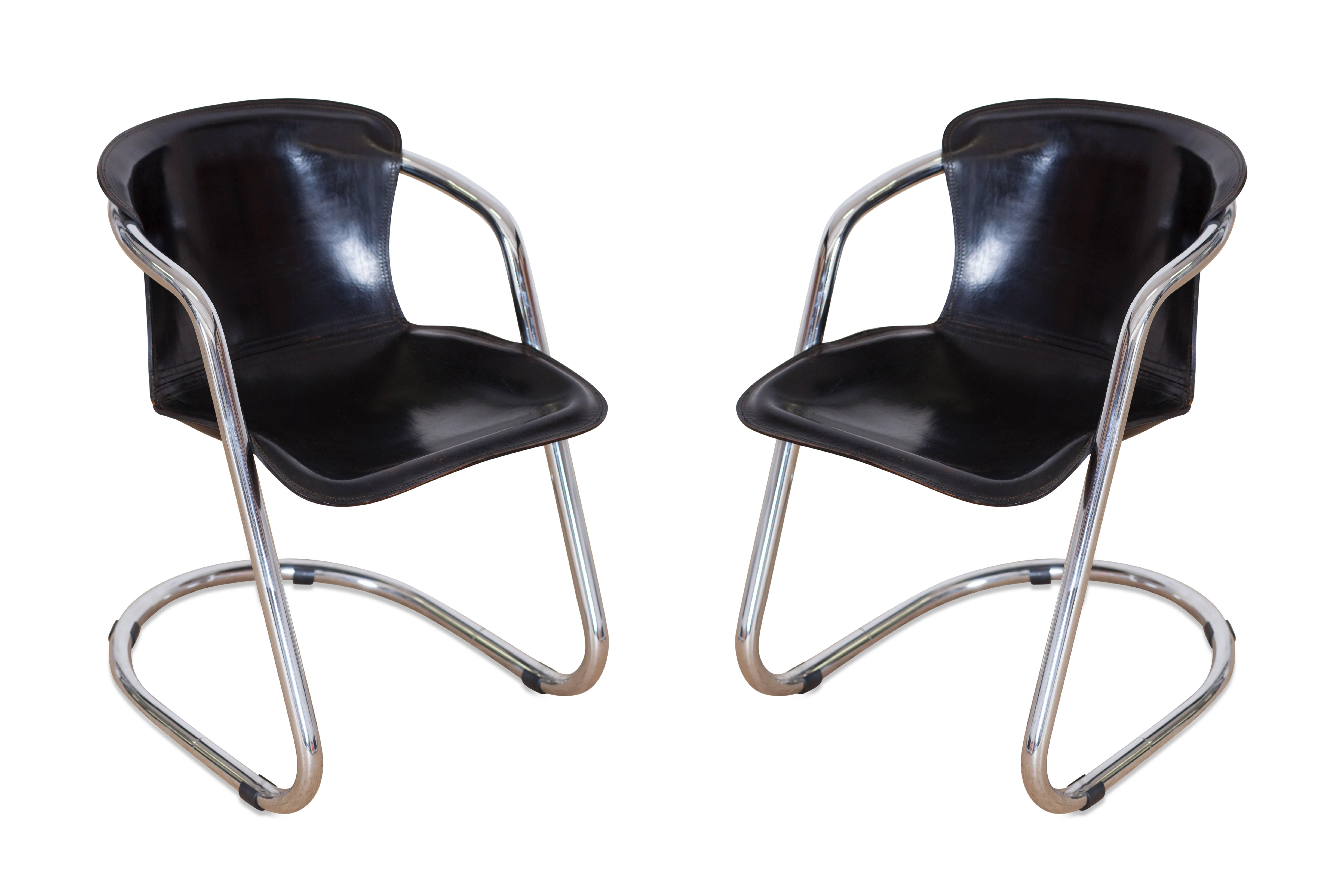 Late 20th Century Tubular Chrome Dining Chairs by Willy Rizzo for Cidue, Italy, 1970s