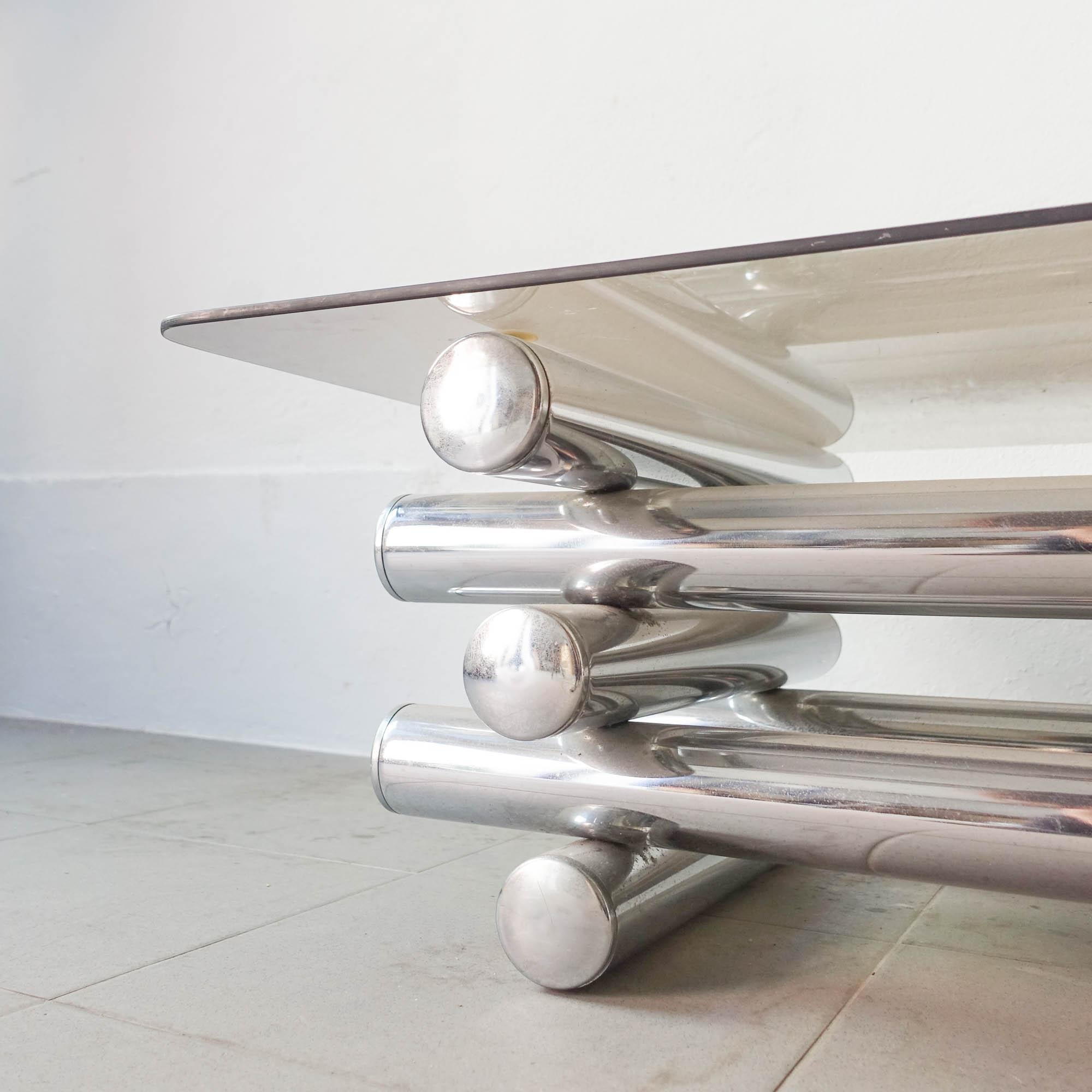 Tubular Chrome & Glass Italian Coffee Table, 1970's 5