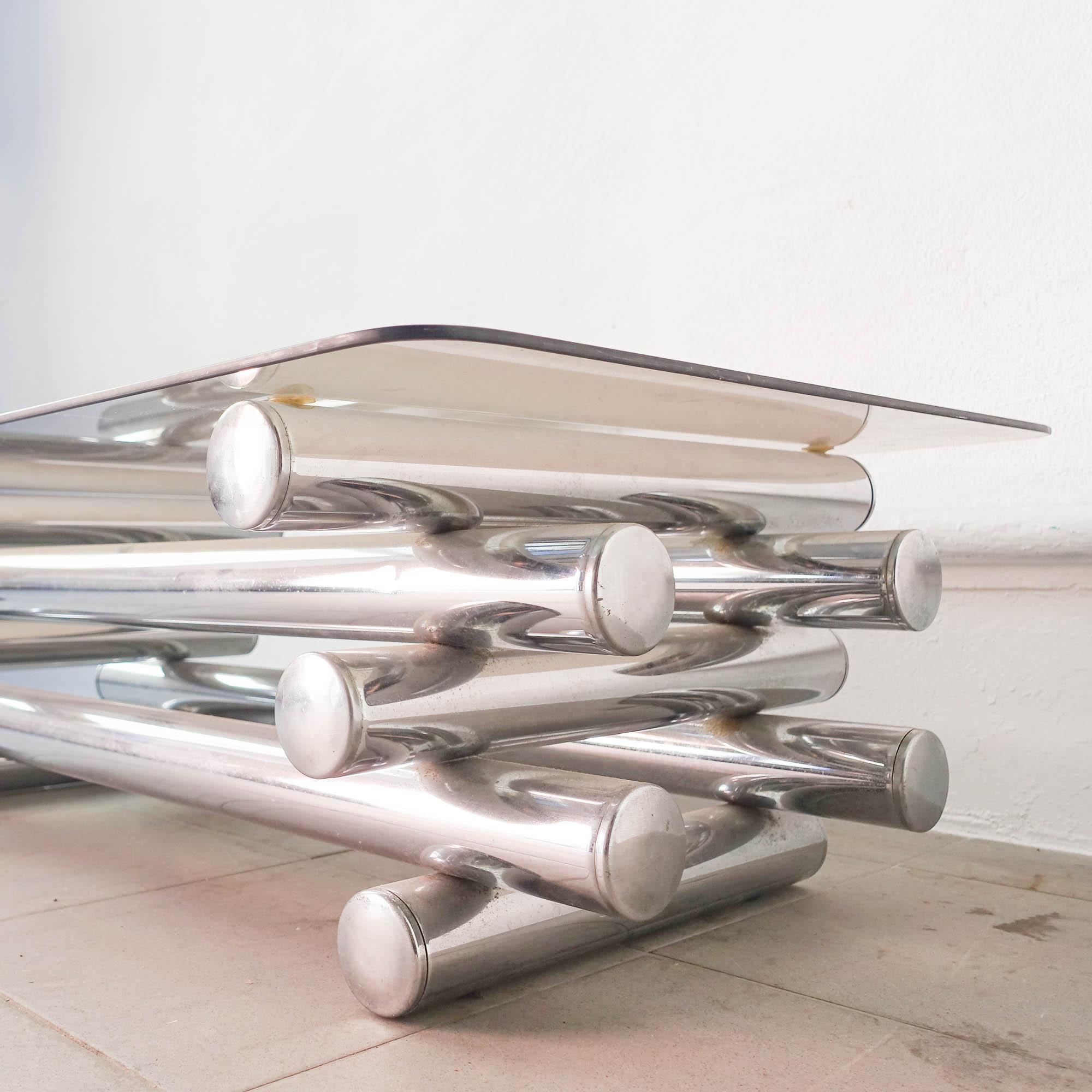 Tubular Chrome & Glass Italian Coffee Table, 1970's 6