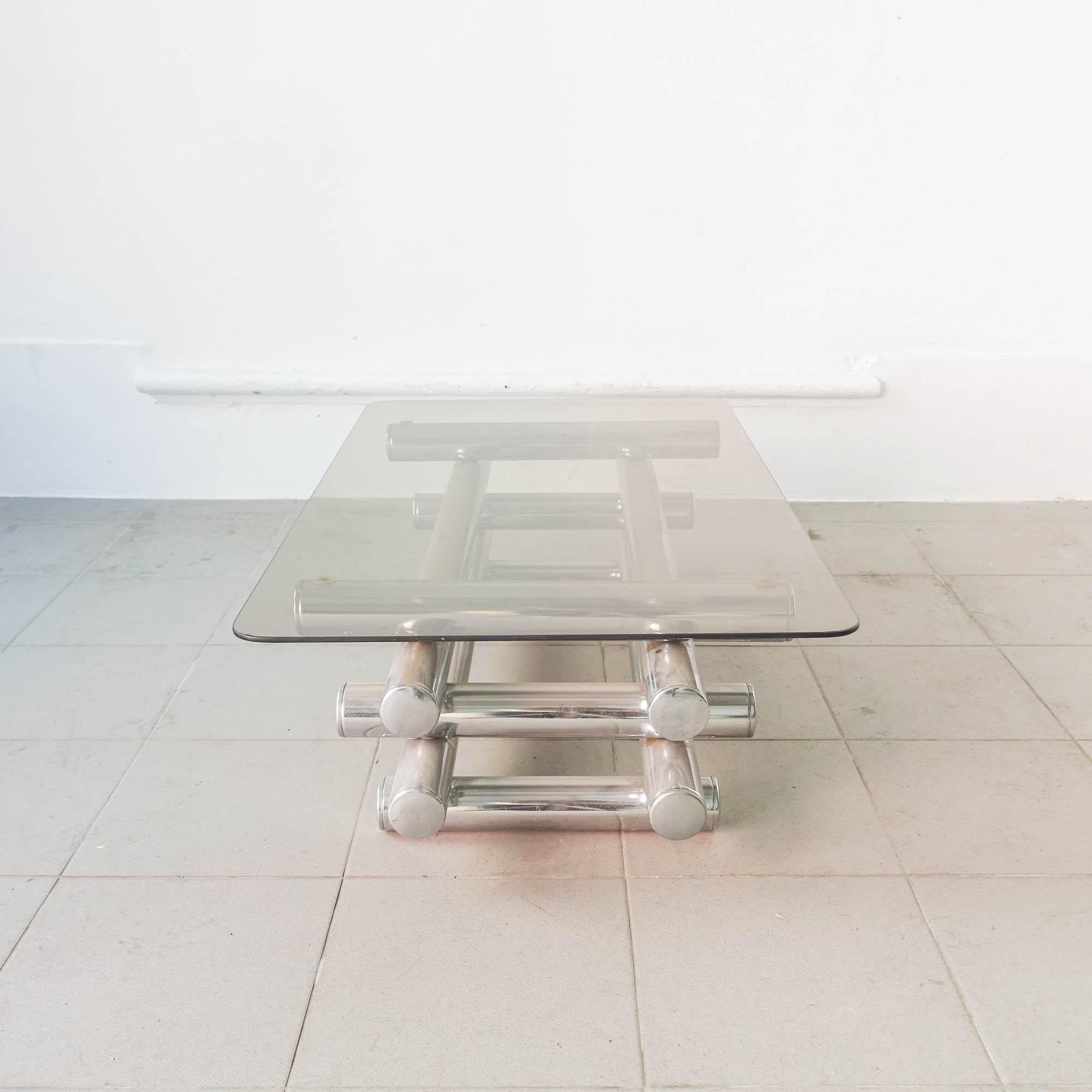 Late 20th Century Tubular Chrome & Glass Italian Coffee Table, 1970's