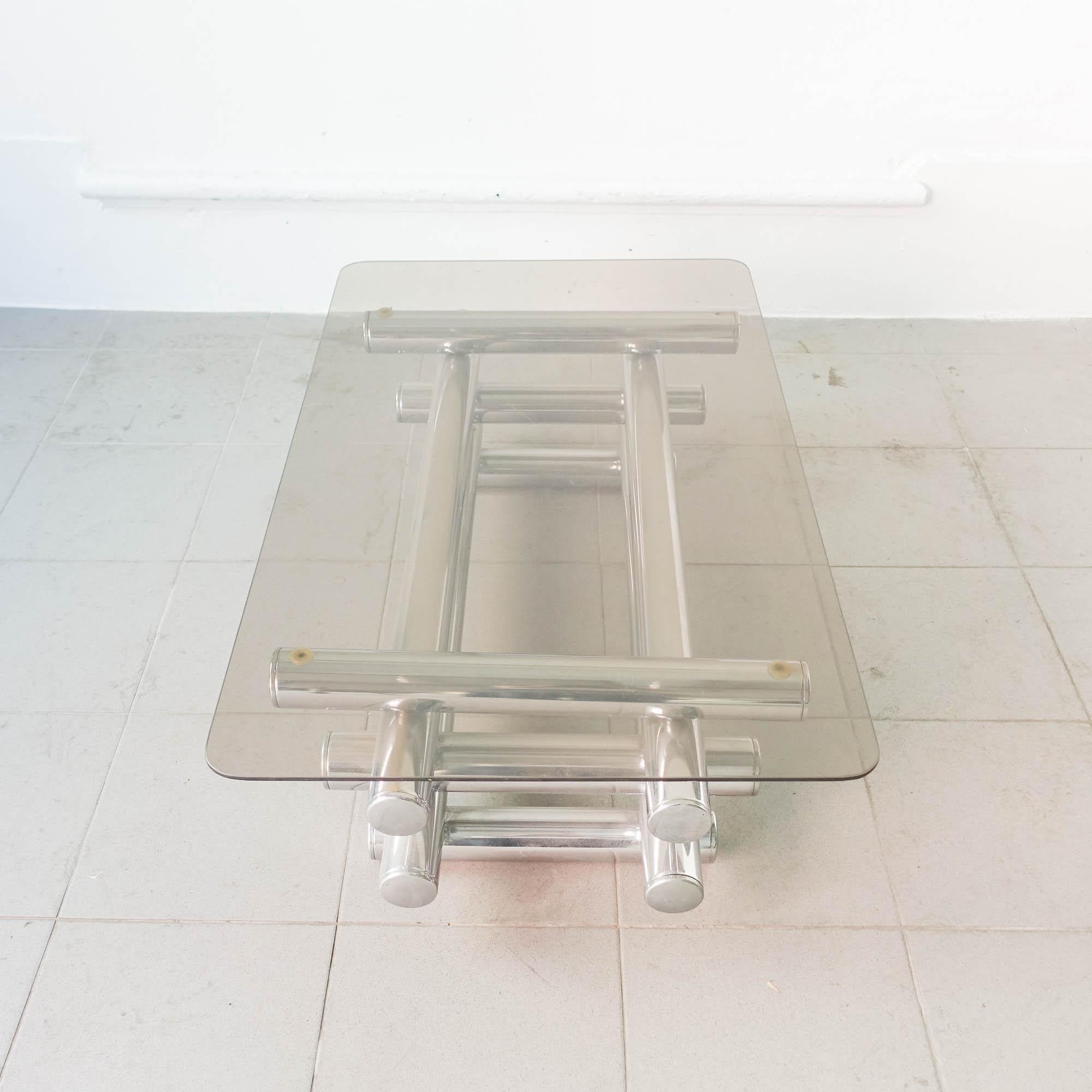 Tubular Chrome & Glass Italian Coffee Table, 1970's 1