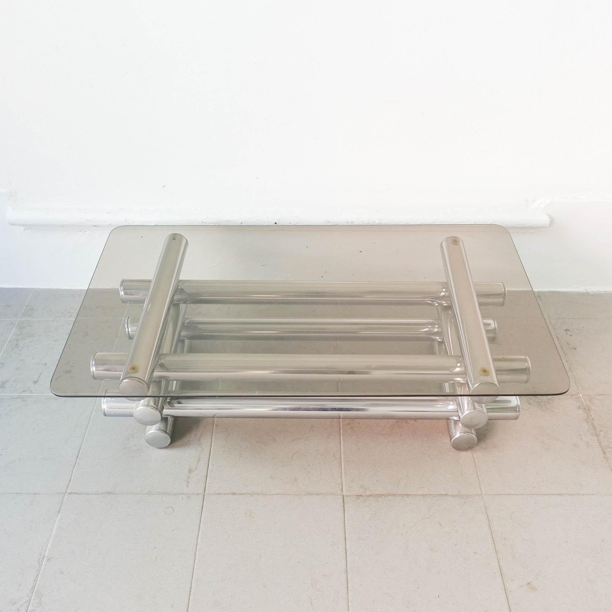 Tubular Chrome & Glass Italian Coffee Table, 1970's 3
