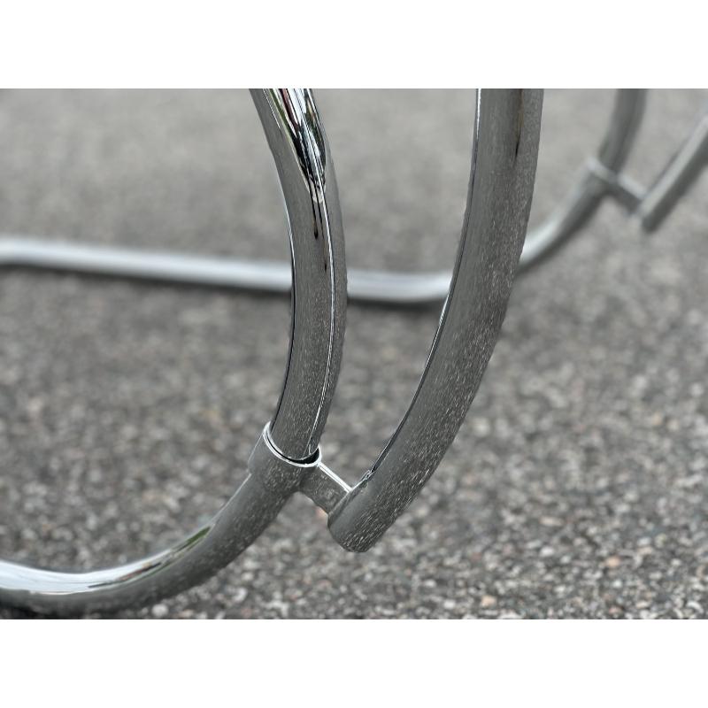 Sillón tubular de cromo y cuero MR20 de Ludwig Mies van der Rohe, Italia, años 80 en venta 4