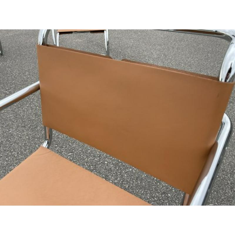 Sillón tubular de cromo y cuero MR20 de Ludwig Mies van der Rohe, Italia, años 80 Bauhaus en venta