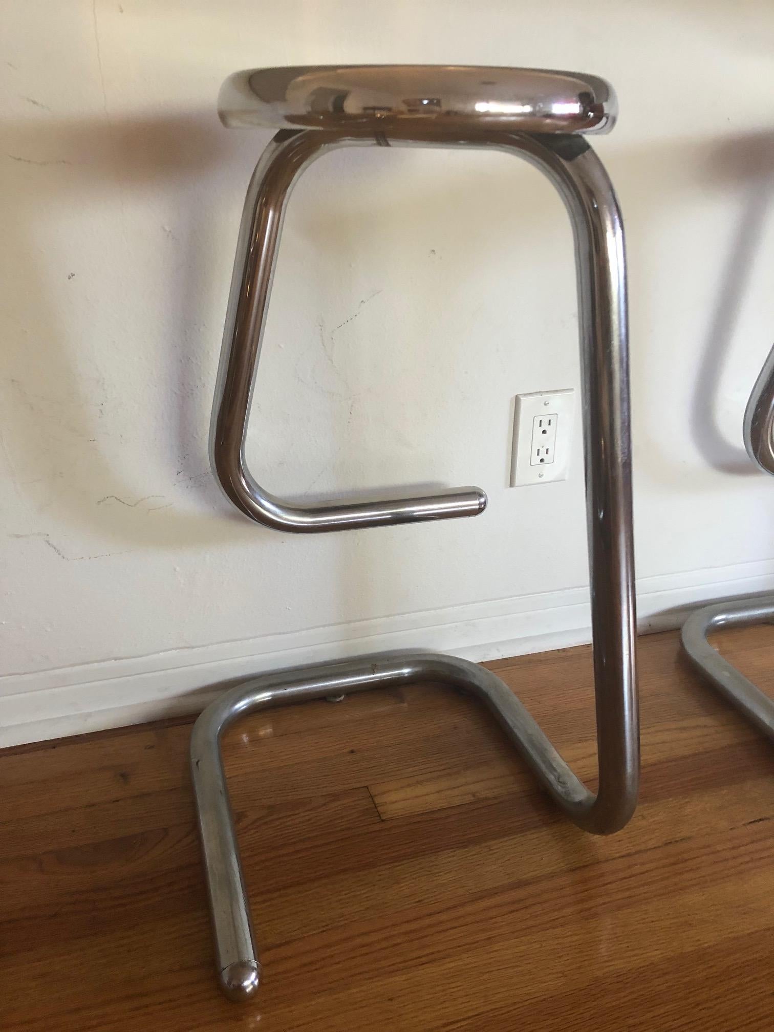 Late 20th Century Tubular Chrome Steel Bar Stools K700 Kinetics
