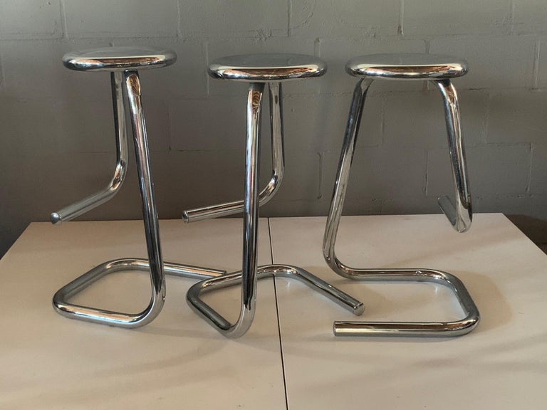 Tubular Chrome Steel Bar Stools K700 at 1stDibs tubular bar